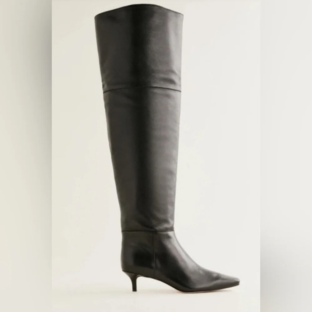 Vince Camuto Iana Black Leather Over the Knee Boots Womens Size 7 Wide Calf